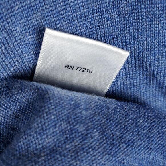 Jos A Bank Traveler Pullover Sweater L Blue 100% Merino Wool Quarter Zip - Picture 9 of 10